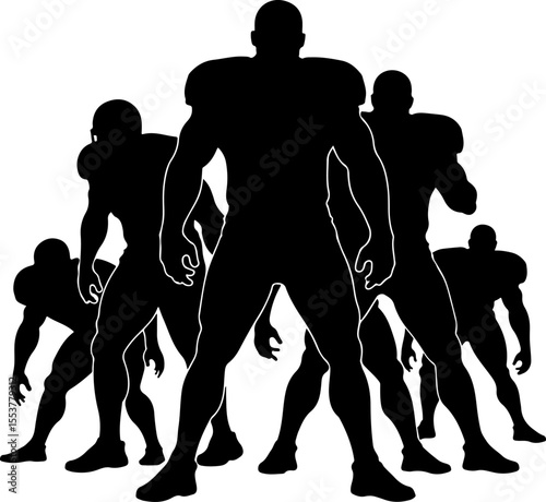  American Football Players Catching Ball Silhouette vector