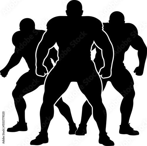  American Football Players Catching Ball Silhouette vector