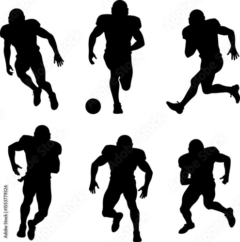  American Football Players Catching Ball Silhouette vector