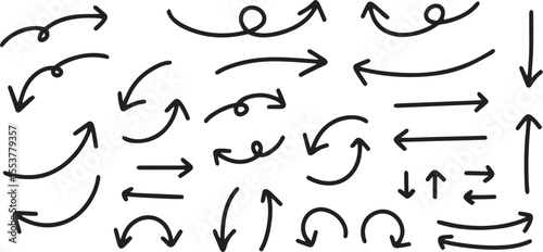 Line art sketch Hand drawn arrow decoration element icon set vector illustration	