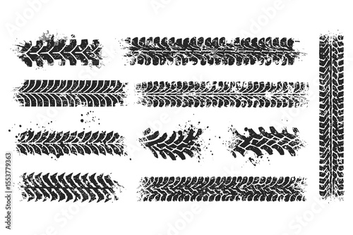 Collection of Tire Tracks and Marks Vector Graphics for Design