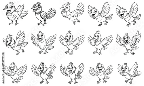 Detailed Kid Bird Coloring Page for Kids, Perfect for Relaxation and Stress Relief, Ideal for Kid Coloring Books or Printable Art Therapy Activities, High-Quality Line Art Illustration.