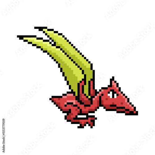 Vector flat design pixel art Pterodactyls illustration