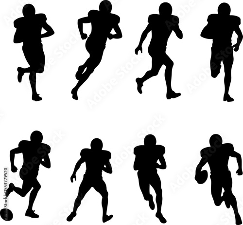  American Football Players Catching Ball Silhouette vector