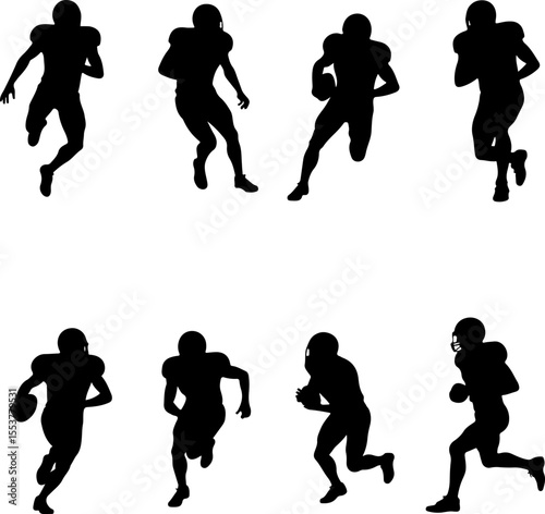  American Football Players Catching Ball Silhouette vector