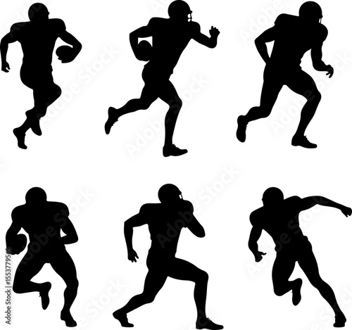  American Football Players Catching Ball Silhouette vector