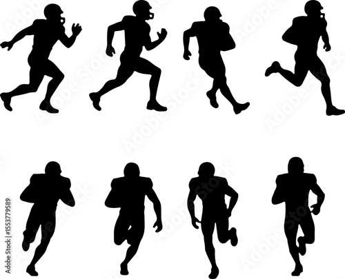 American Football Players Catching Ball Silhouette vector