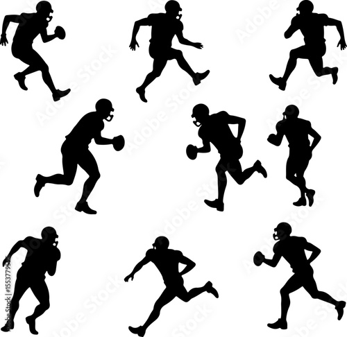  American Football Players Catching Ball Silhouette vector