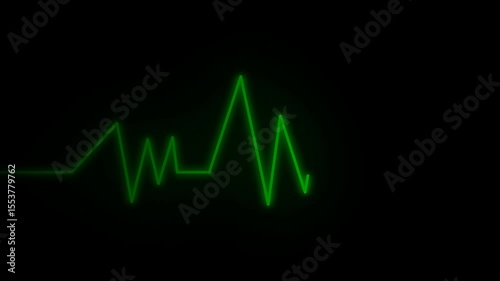 ECG cardiograph Pulse Waveform animation on black background, 4k