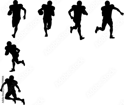  American Football Players Catching Ball Silhouette vector
