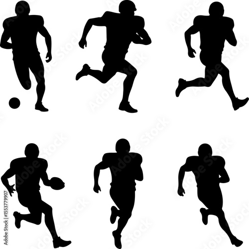  American Football Players Catching Ball Silhouette vector