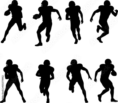  American Football Players Catching Ball Silhouette vector