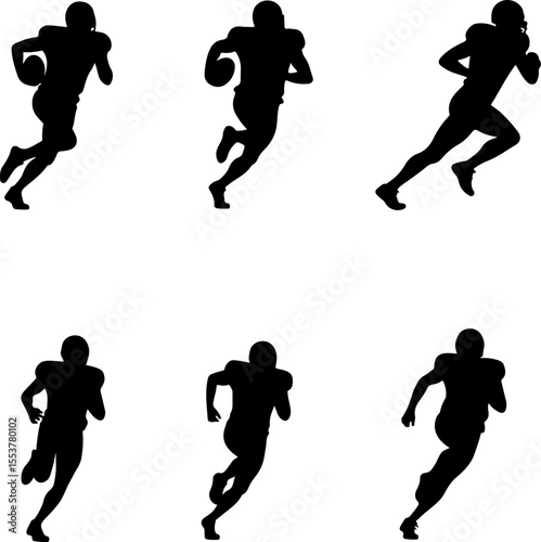  American Football Players Catching Ball Silhouette vector