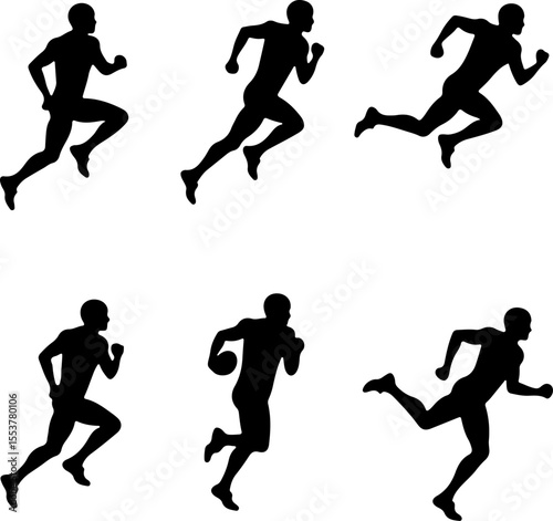 American Football Players Catching Ball Silhouette vector