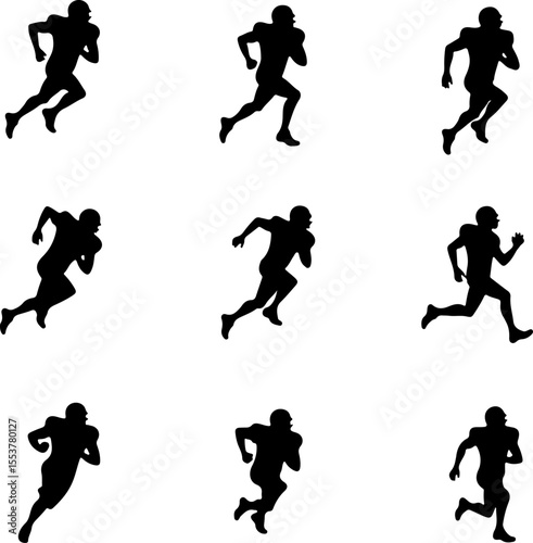  American Football Players Catching Ball Silhouette vector