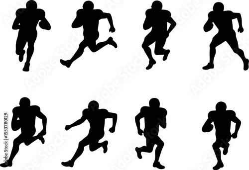  American Football Players Catching Ball Silhouette vector