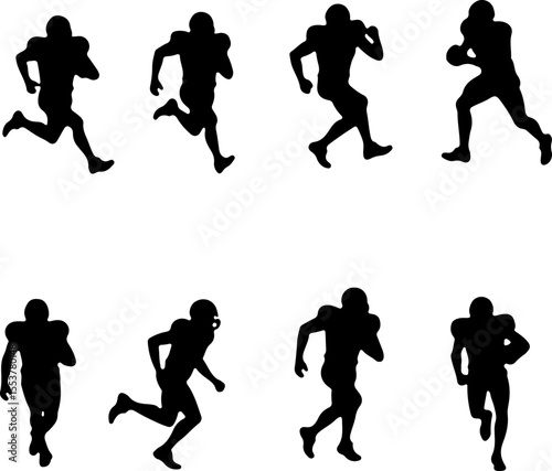  American Football Players Catching Ball Silhouette vector