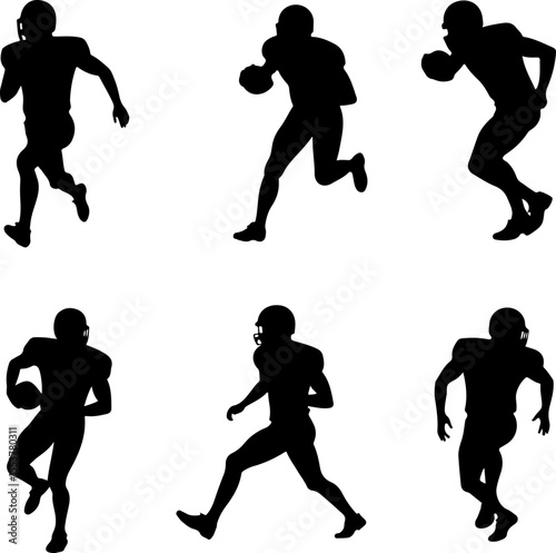  American Football Players Catching Ball Silhouette vector