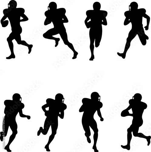  American Football Players Catching Ball Silhouette vector