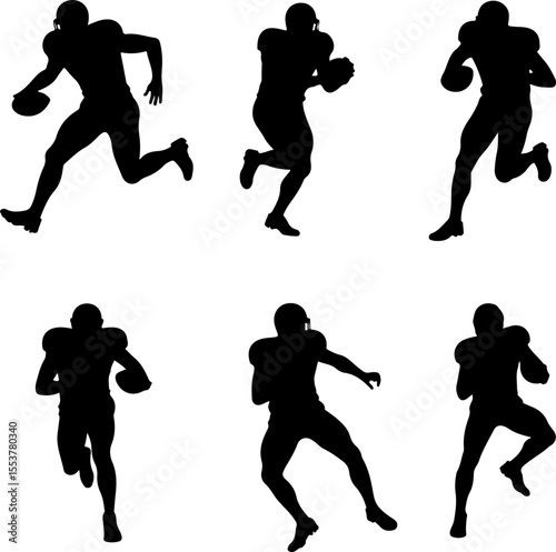  American Football Players Catching Ball Silhouette vector