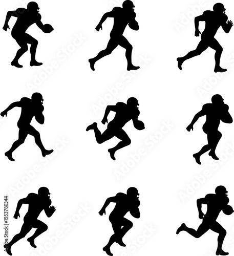  American Football Players Catching Ball Silhouette vector