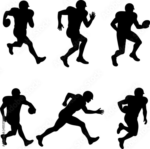  American Football Players Catching Ball Silhouette vector