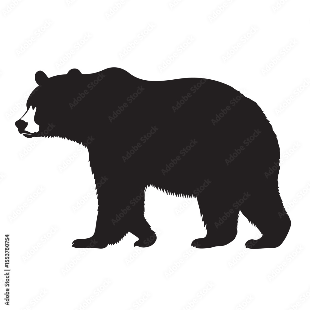 Fototapeta premium Black bear silhouette isolated on white 