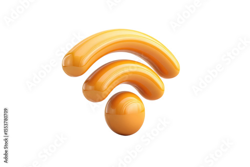 PNG 3d orange wi-fi symbol against black background