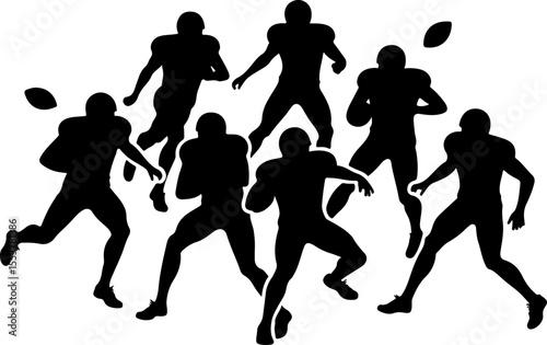 American football, football, players, action,  vector bundle