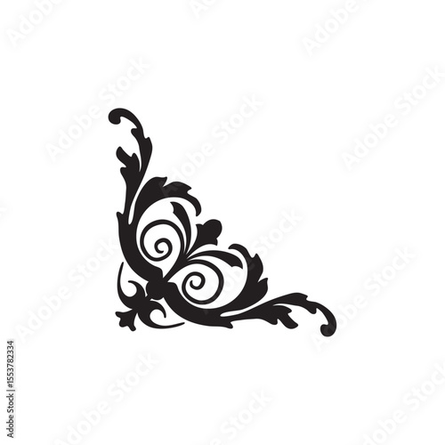 Ornamental Floral Swirl Corner Element