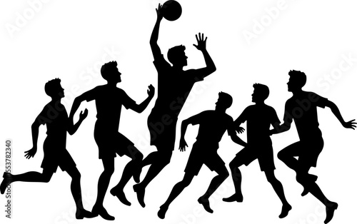 american football players, silhouette, catch, catching, jump, jumping, ball, sport, team,  vector