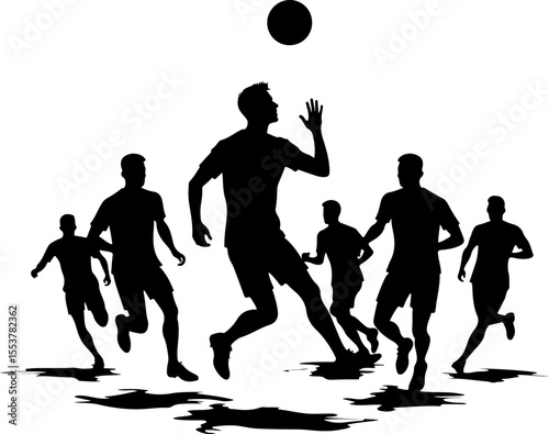 american football players, silhouette, catch, catching, jump, jumping, ball, sport, team,  vector