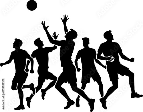 american football players, silhouette, catch, catching, jump, jumping, ball, sport, team,  vector