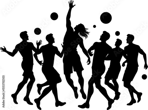 american football players, silhouette, catch, catching, jump, jumping, ball, sport, team,  vector