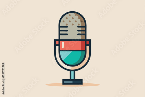 Minimalist microphone design featuring a clean geometric grille, perfect for modern audio recording settings, expresses creativity and simplicity