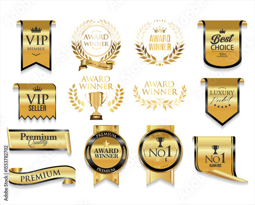Award Winners medal logo collection golden award logo design isolated on white background 