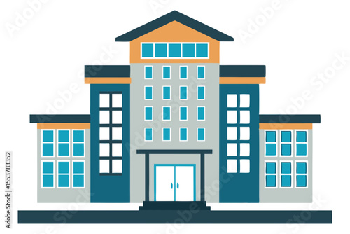 Minimal Hotel Design with Windows Vector Graphic