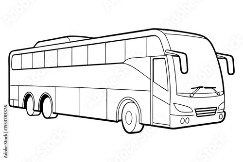 Sightseeing Tour Bus Vector with Panoramic Windows