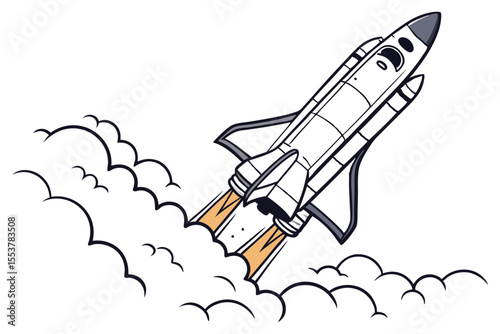 Rocket Blast Off Vector with White Background