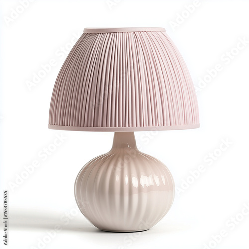 lamp with pleated shade pink onwhite Generative ai