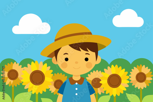 boy and sunflower