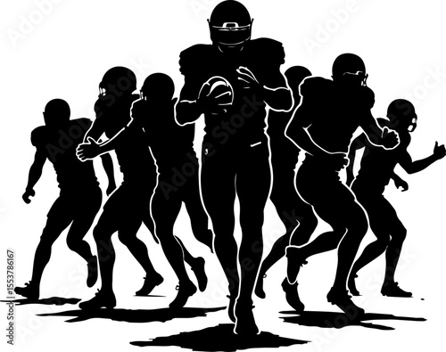 American football jump, jumping, ball, sport, team,  vector