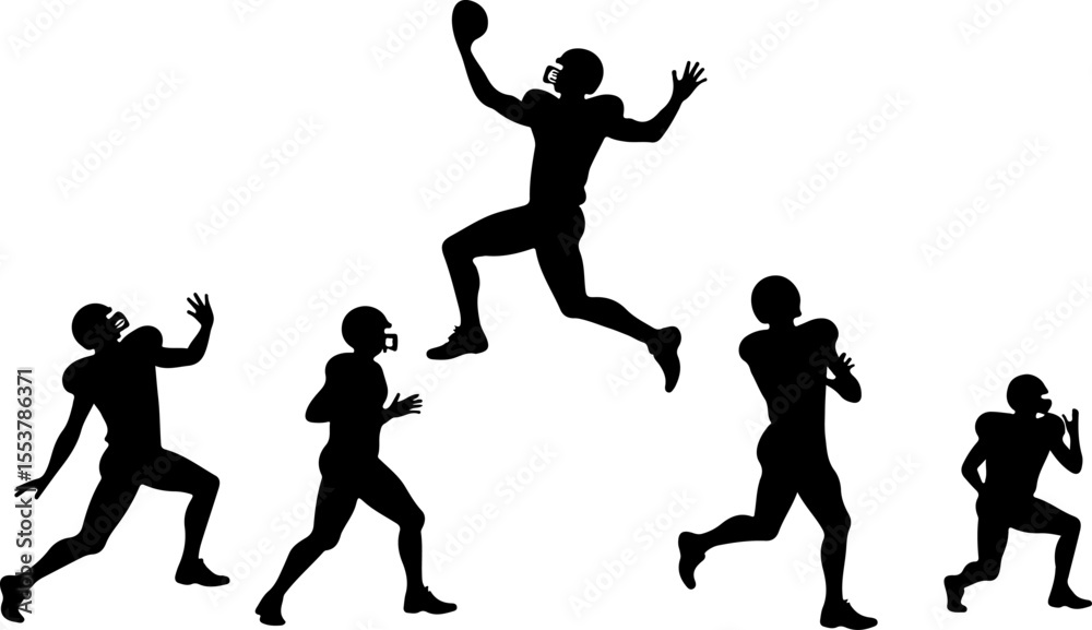 Fototapeta premium American football jump, jumping, ball, sport, team, vector