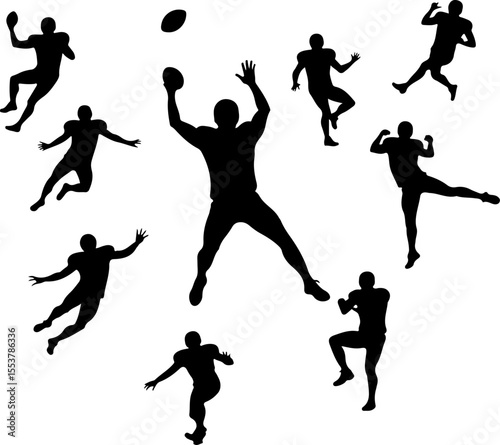 Wallpaper Mural American football jump, jumping, ball, sport, team,  vector Torontodigital.ca