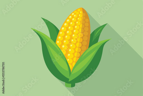 Brightly colored illustration of sweet corn presented on a plain background showcasing the fresh and vibrant details of this popular vegetable