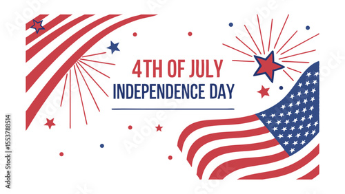 4th of july independence on white background.