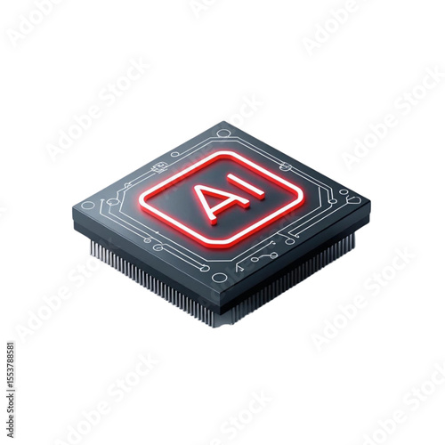 Artificial intelligence chip illustration for machine learning and neural network applications and technology design