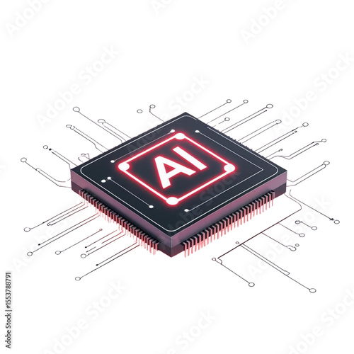 Artificial intelligence chip technology and machine learning concept for future innovation design ideas