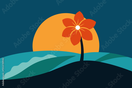 vector illustration of a tropical island