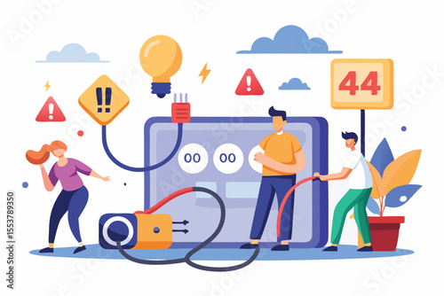 System error causes disruption as people attempt to troubleshoot and fix broken page issues at a modern workspace